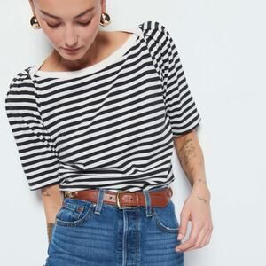 Nation LTD Deana Puff Sleeve Boatneck Striped Tee